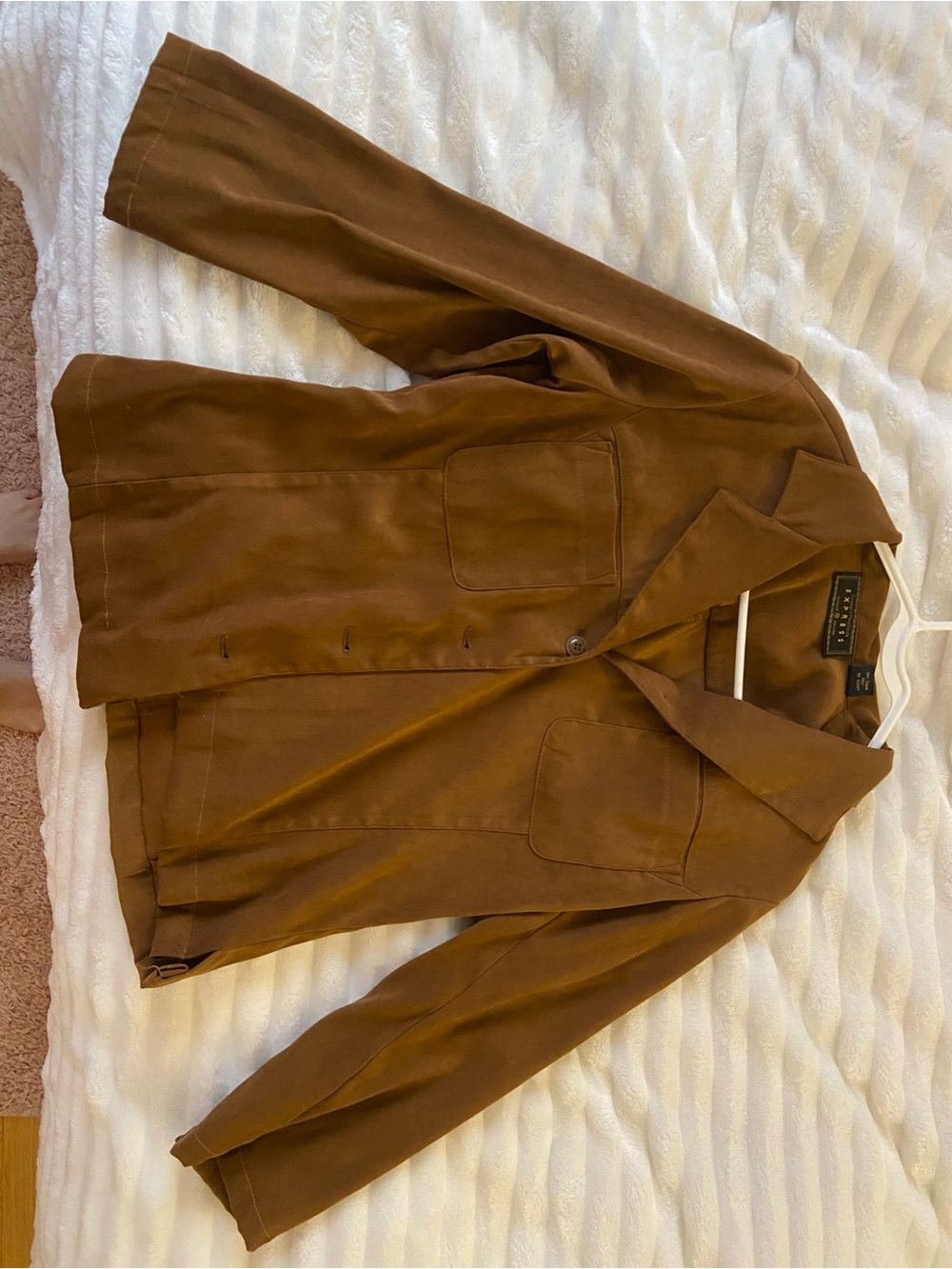 Express Brown Suede-Look Button Jacket